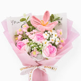 YSHomy Pink Crochet Tulip Rose Bouquet